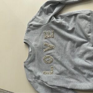 Endless Rose Gray Sequin LOVE Crewneck Sweatshirt